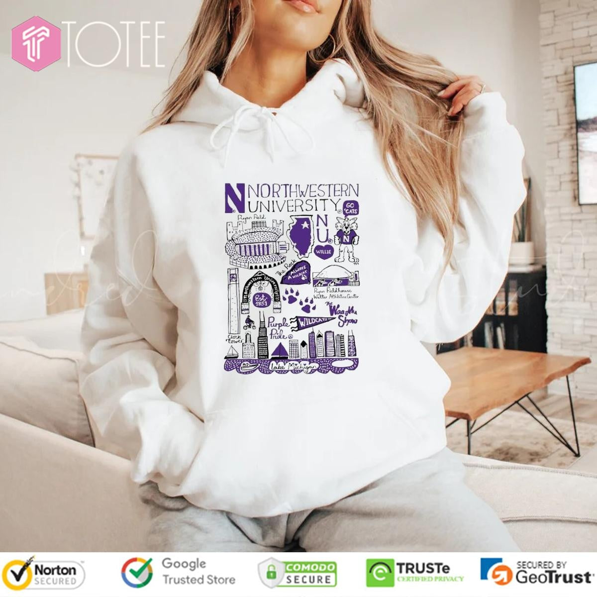 Northwestern University Art Illustration T-shirt