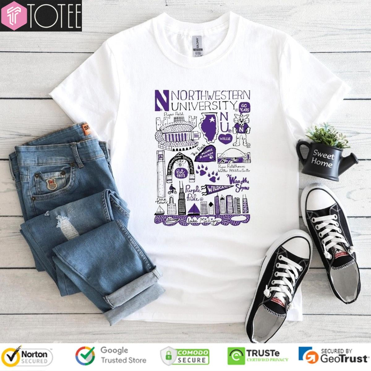 Northwestern University Art Illustration T-shirt