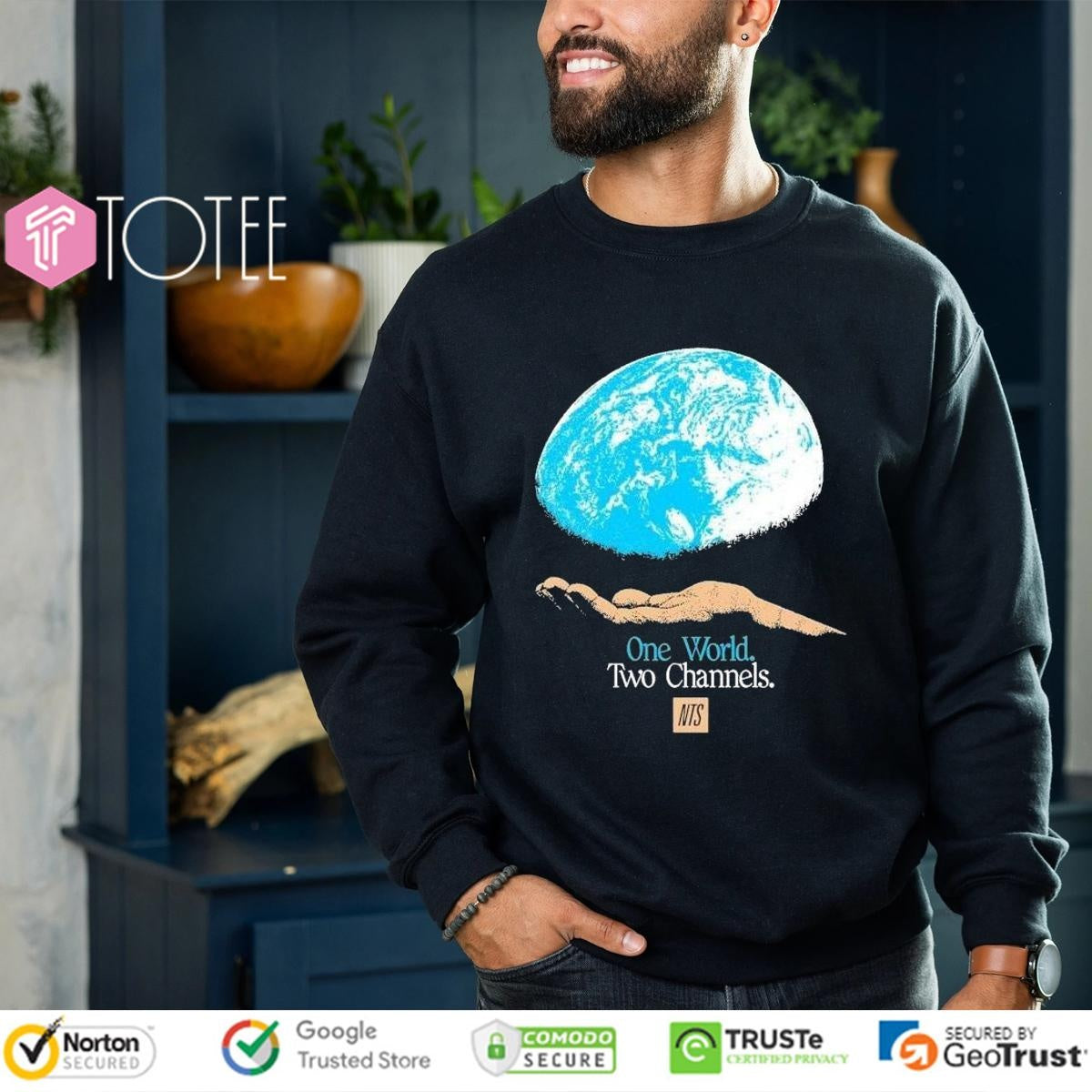 Nts One World Two Channels Hand World Earth Shirt