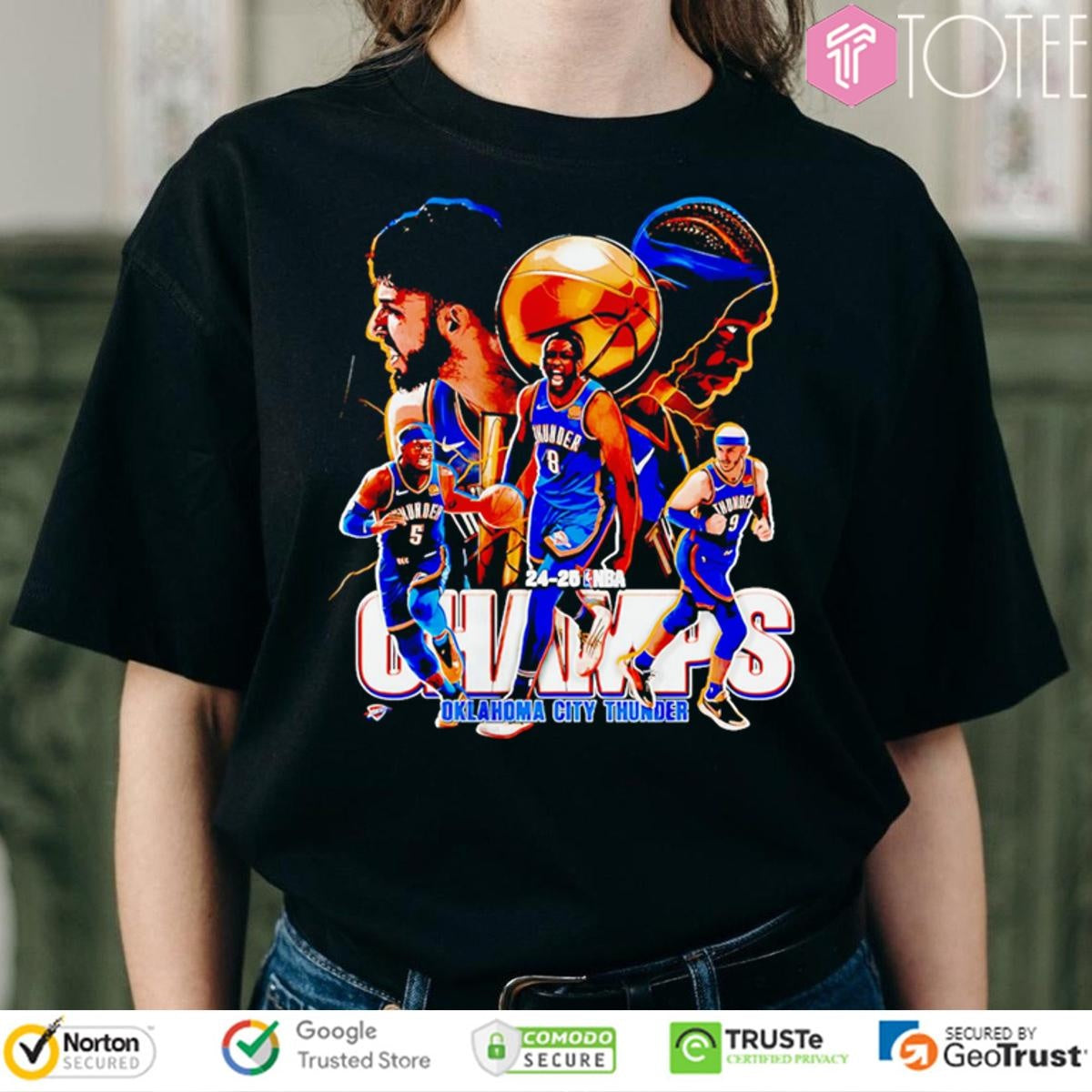 Okc Championship 24-25 Nba Champs Oklahoma City Thunder Graphic Retro T-shirt