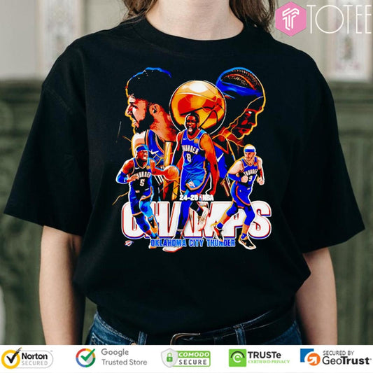 Okc Championship 24-25 Nba Champs Oklahoma City Thunder Graphic Retro T-shirt