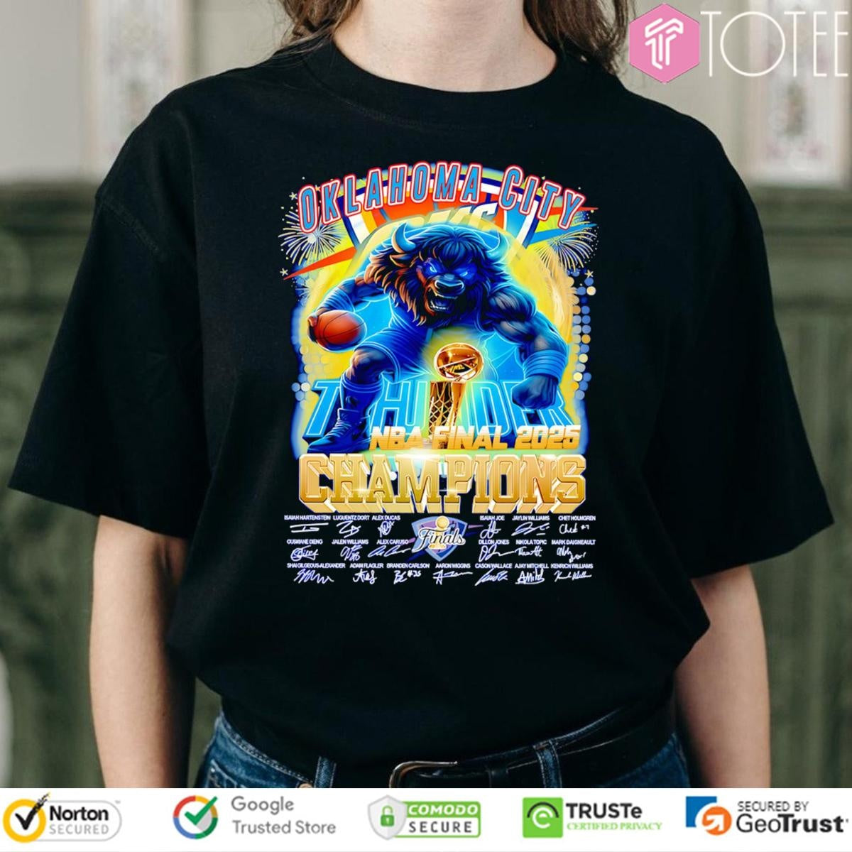Oklahoma City Thunder Nba Final 2025 Champions Bison Signatures T-shirt