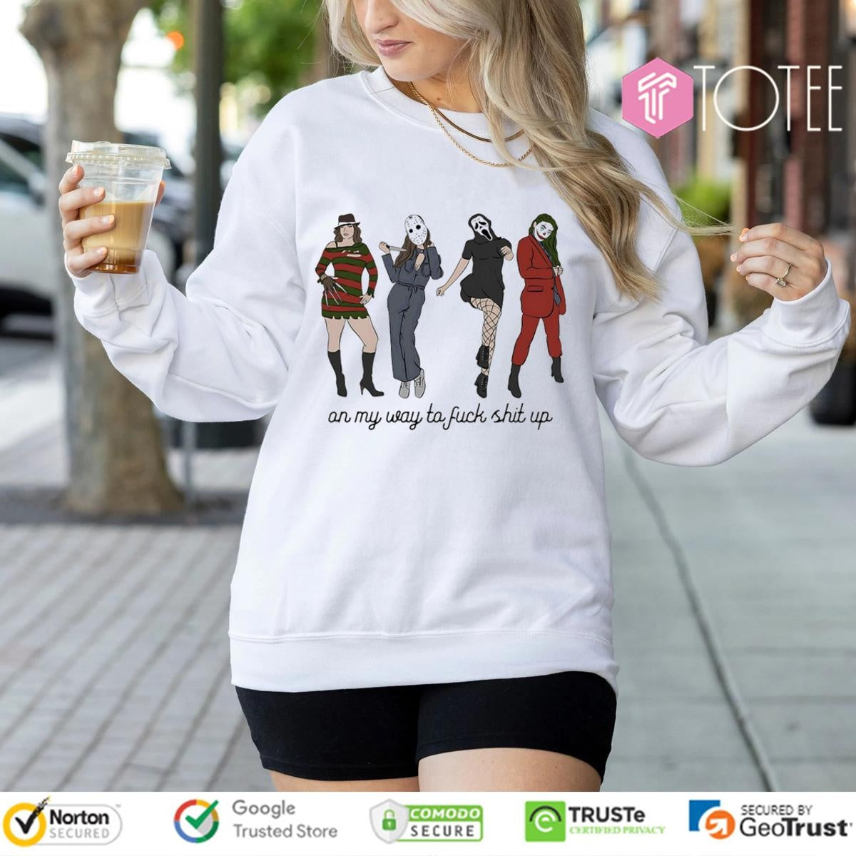 On My Way To Fuck Shit Up Lady Girls Horror Characters T-shirt