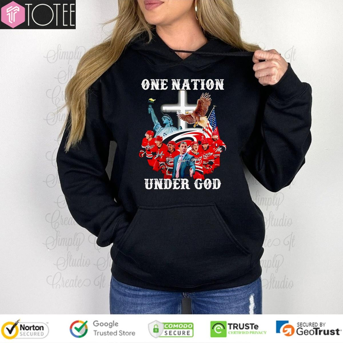 One Nation Under God Carolina Hurricanes Signatures T-shirt