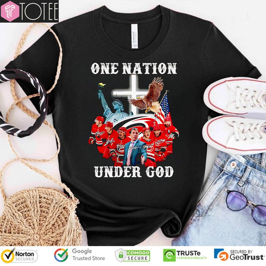One Nation Under God Carolina Hurricanes Signatures T-shirt