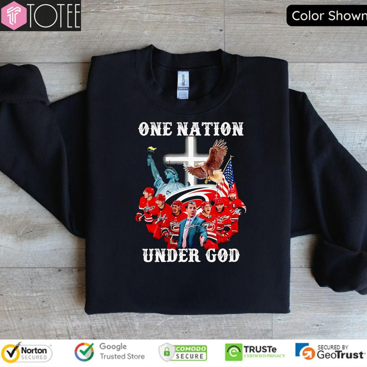 One Nation Under God Carolina Hurricanes Signatures T-shirt