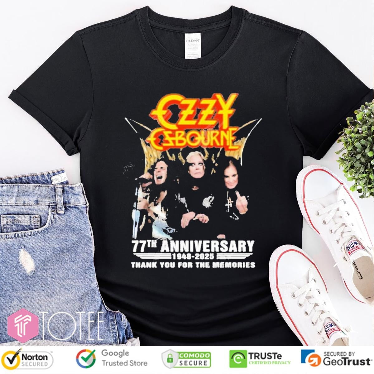 Ozzy Osbourne 77Th Anniversary 1948-2025 Thank You For The Memories T-shirt