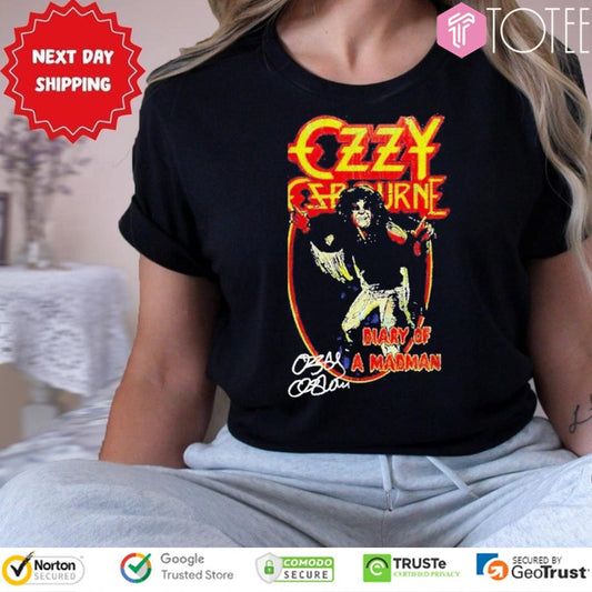 Ozzy Osbourne Diary Of A Madman Album Vintage Signature T-shirt
