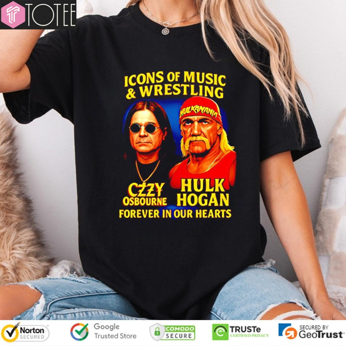 Ozzy Osbourne Icons Of Music & Wrestling Hulk Hogan Forever In Our Hearts T-shirt