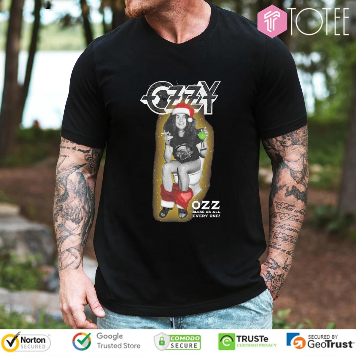 Ozzy Osbourne Santa Ozz Bless Us All Every One Christmas T-shirt