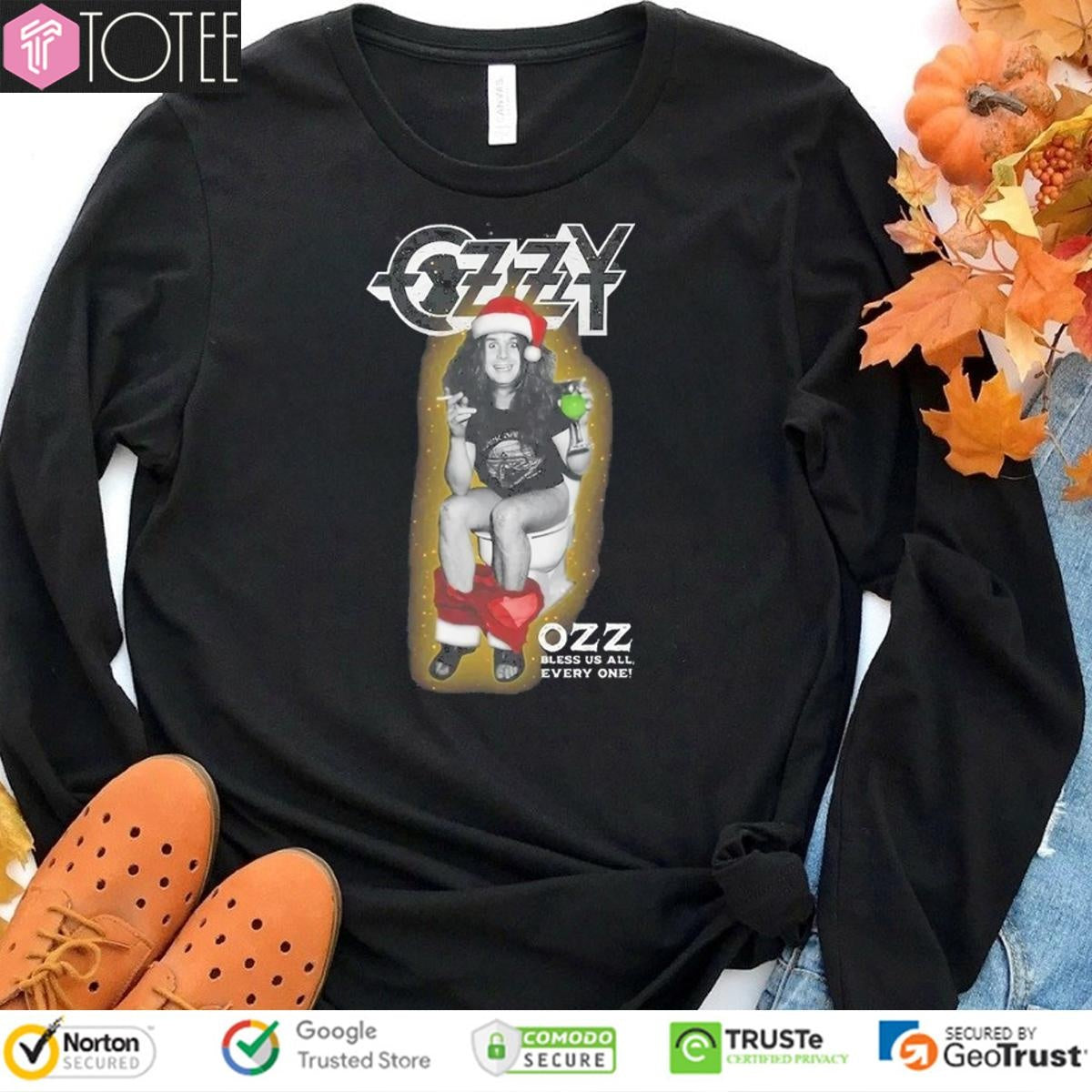 Ozzy Osbourne Santa Ozz Bless Us All Every One Christmas T-shirt