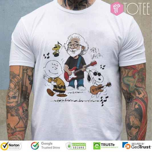 Peanuts Grateful Dead Snoopy Charlie Brown Woodstock Jerry Garcia Signature T-shirt