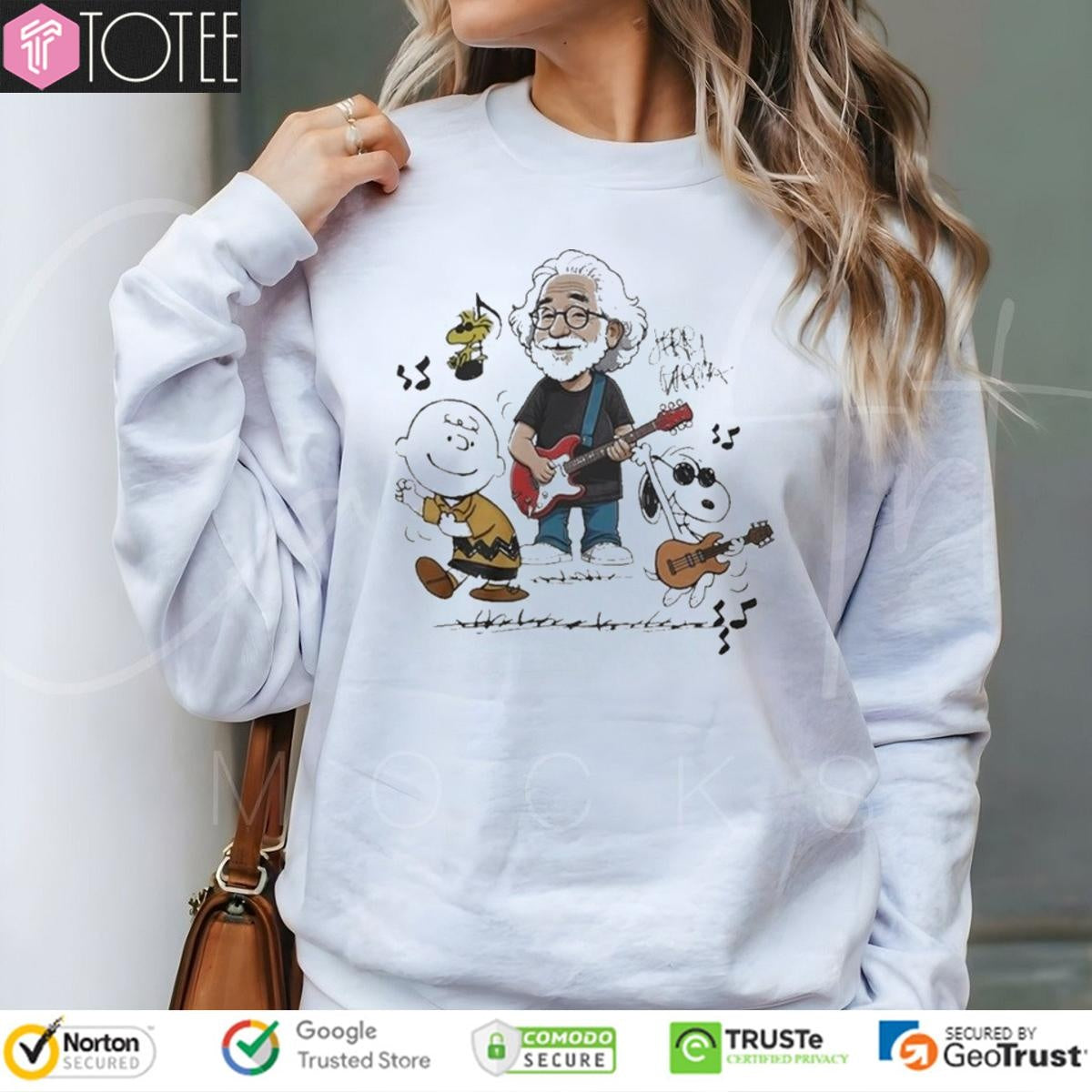 Peanuts Grateful Dead Snoopy Charlie Brown Woodstock Jerry Garcia Signature T-shirt