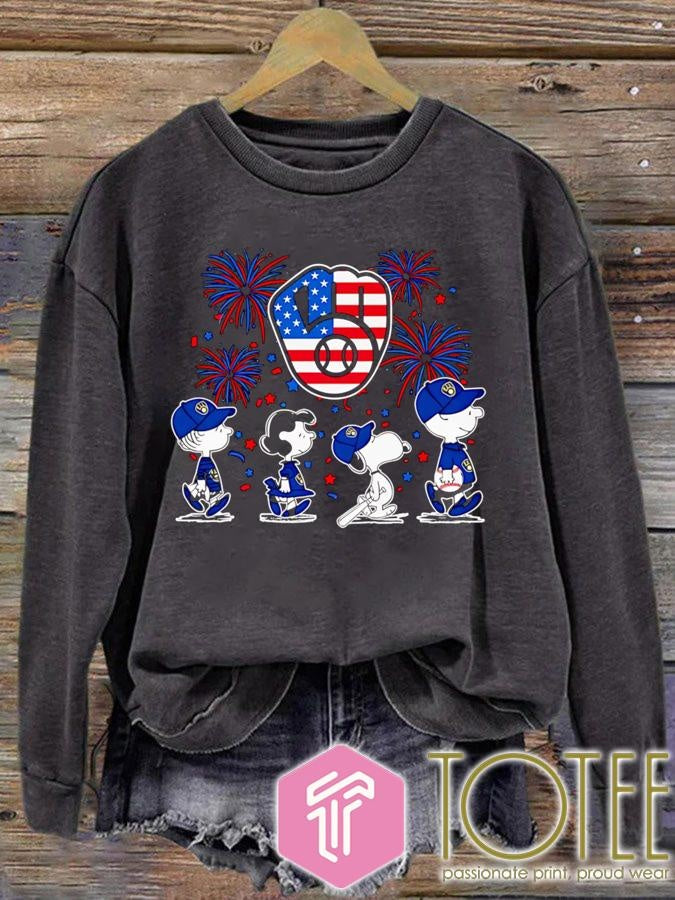 Peanuts Snoopy Milwaukee Brewers Fireworks 4Th Of July T-shirt