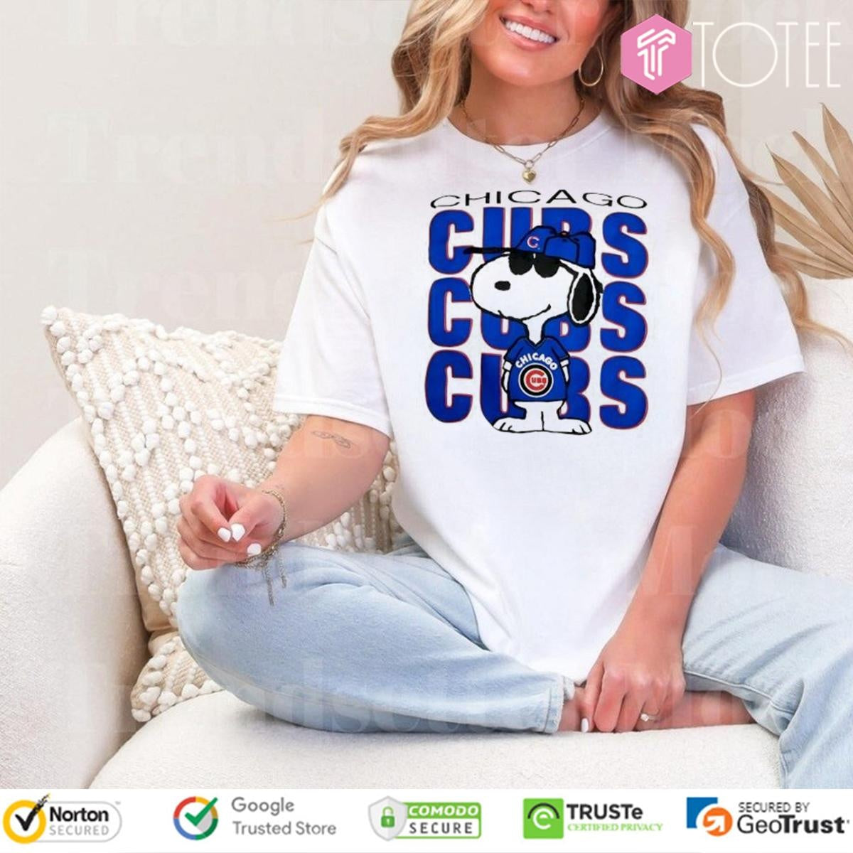 Peanuts Snoopy Repeat Chicago Cubs Baseball T-shirt