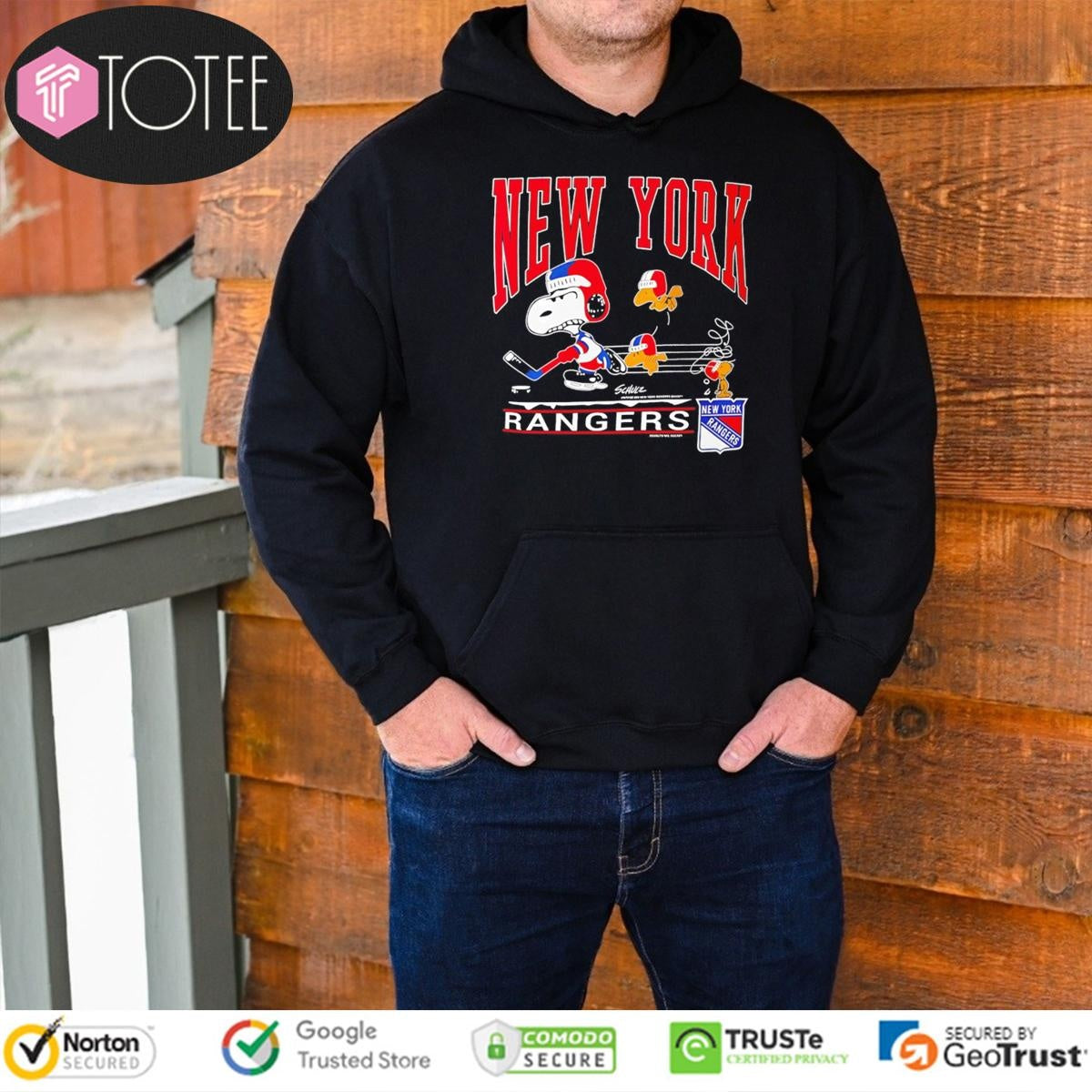 Peanuts Snoopy Woodstock New York Rangers Logo T-shirt