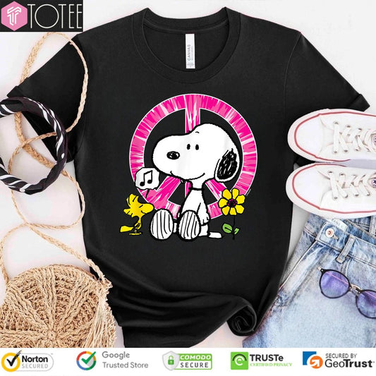 Peanuts Snoopy Woodstock Peace Sign Sunflower T-shirt