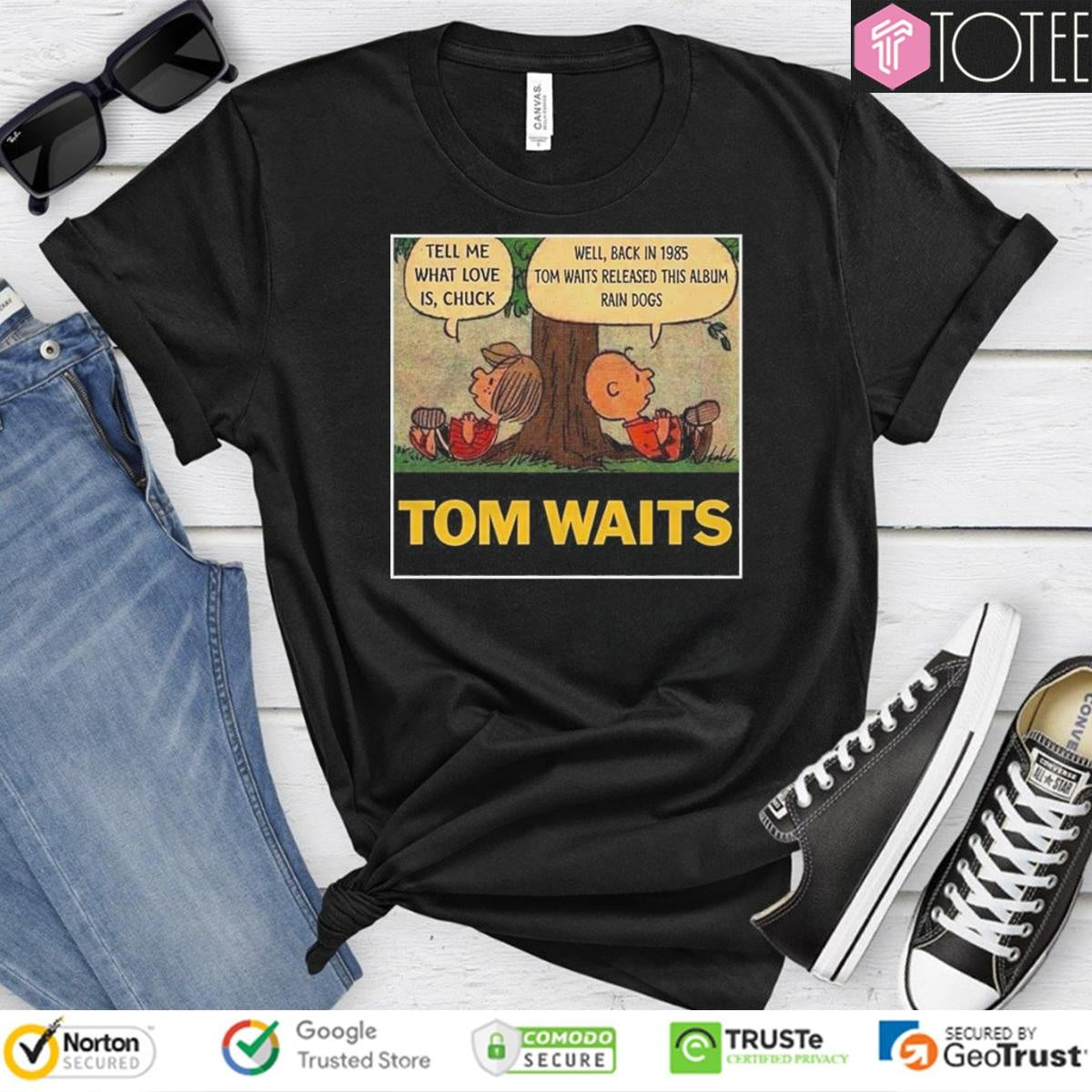 Peanuts Tom Waits Tell Me What Love Is Chuck Rain Dogs Album Shirt