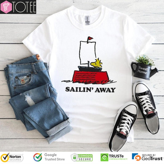 Peanuts Woodstock Sailin Away Snoopy Dog House T-shirt