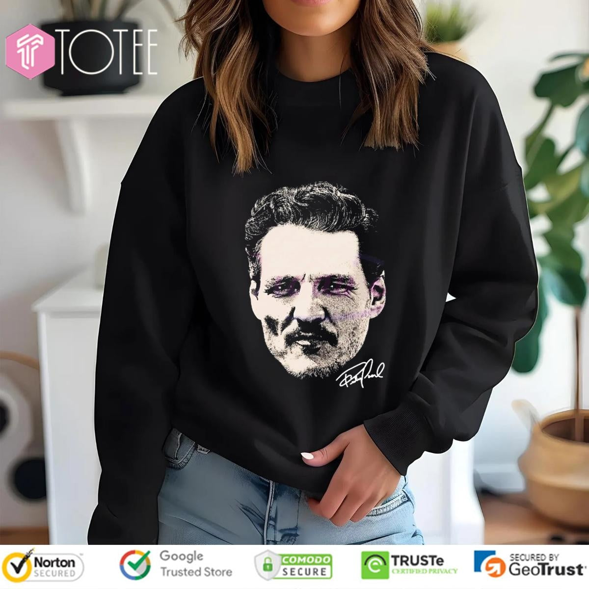 Pedro Pascal Portrait Fan Art Signature T-shirt