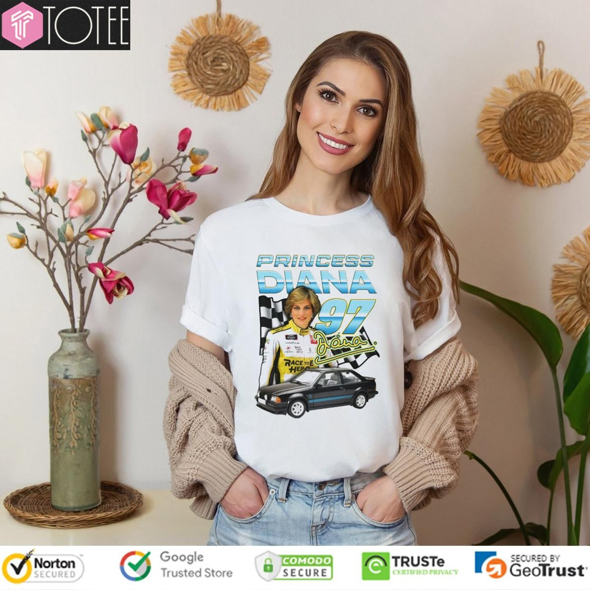 Princess Diana 97 Car Nascar Racing Signature T-shirt