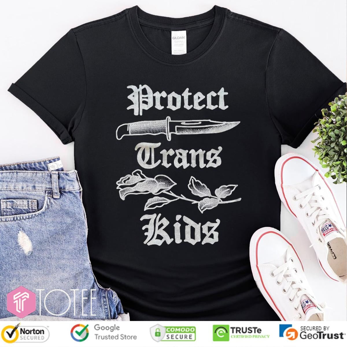 Protect Trans Kids Ka-Bar Knife T-shirt