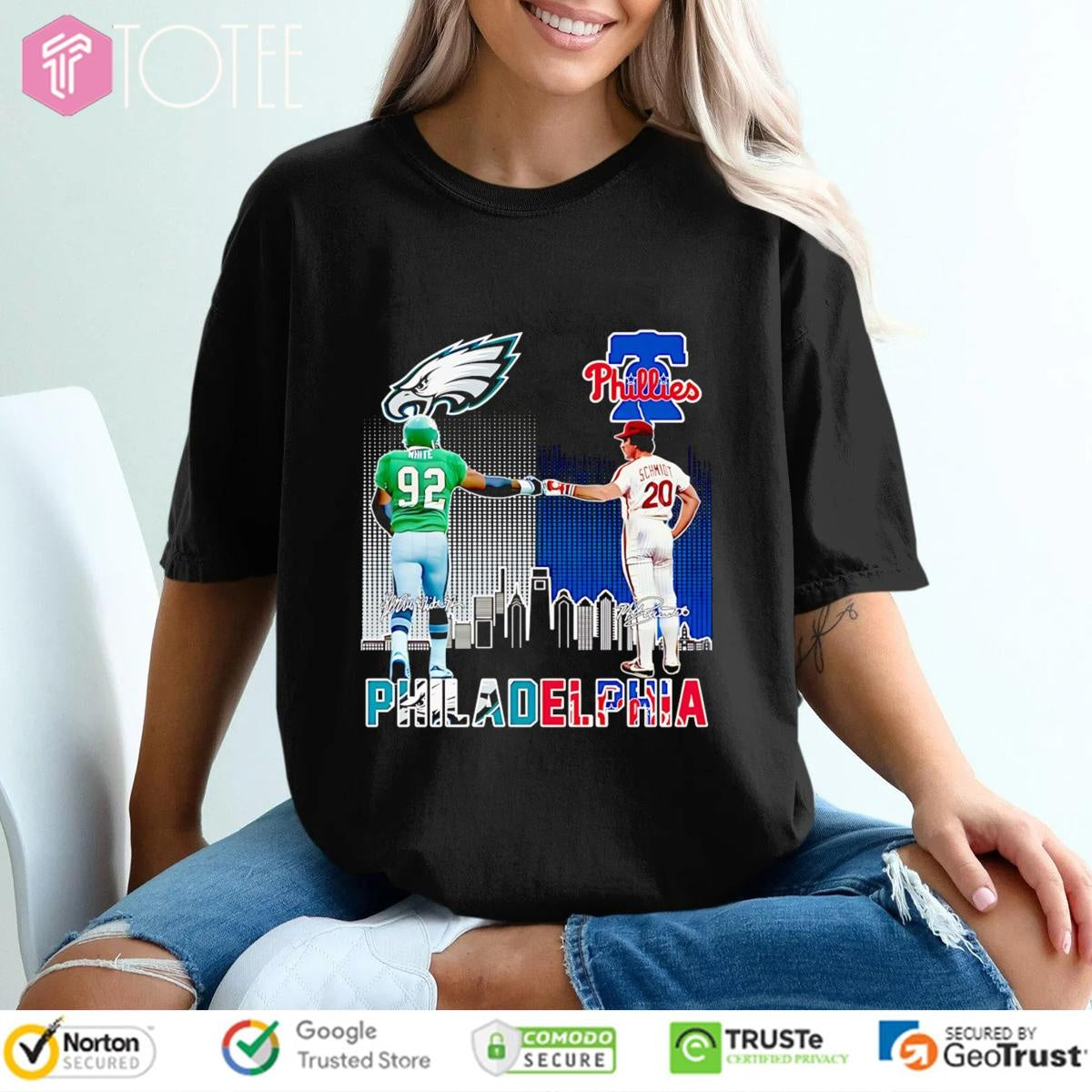 Reggie White Mike Schmidt Philadelphia Sports Teams Eagles Phillies T-shirt