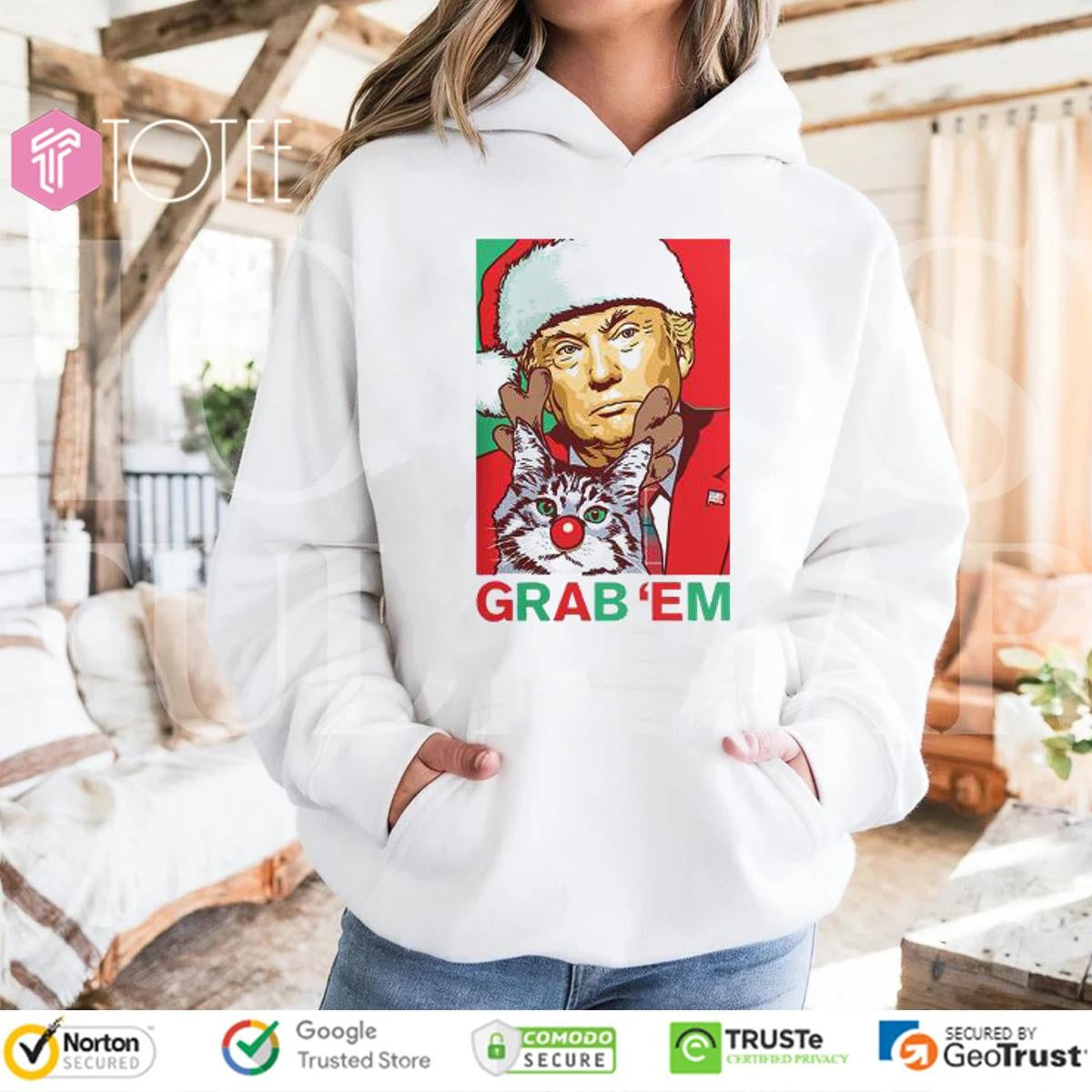 Santa Trump Cat Reindeer Grab Em T-shirt