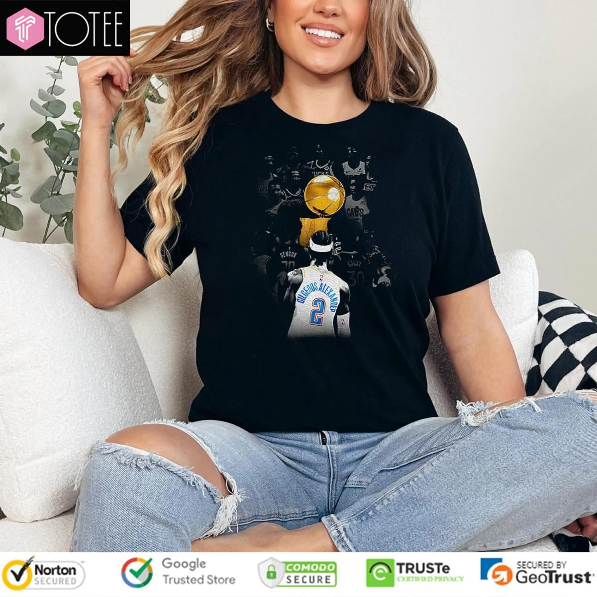 Shai Gilgeous-Alexander Gold Trophy Okc Thunder Nba World Champion 2025 T-shirt