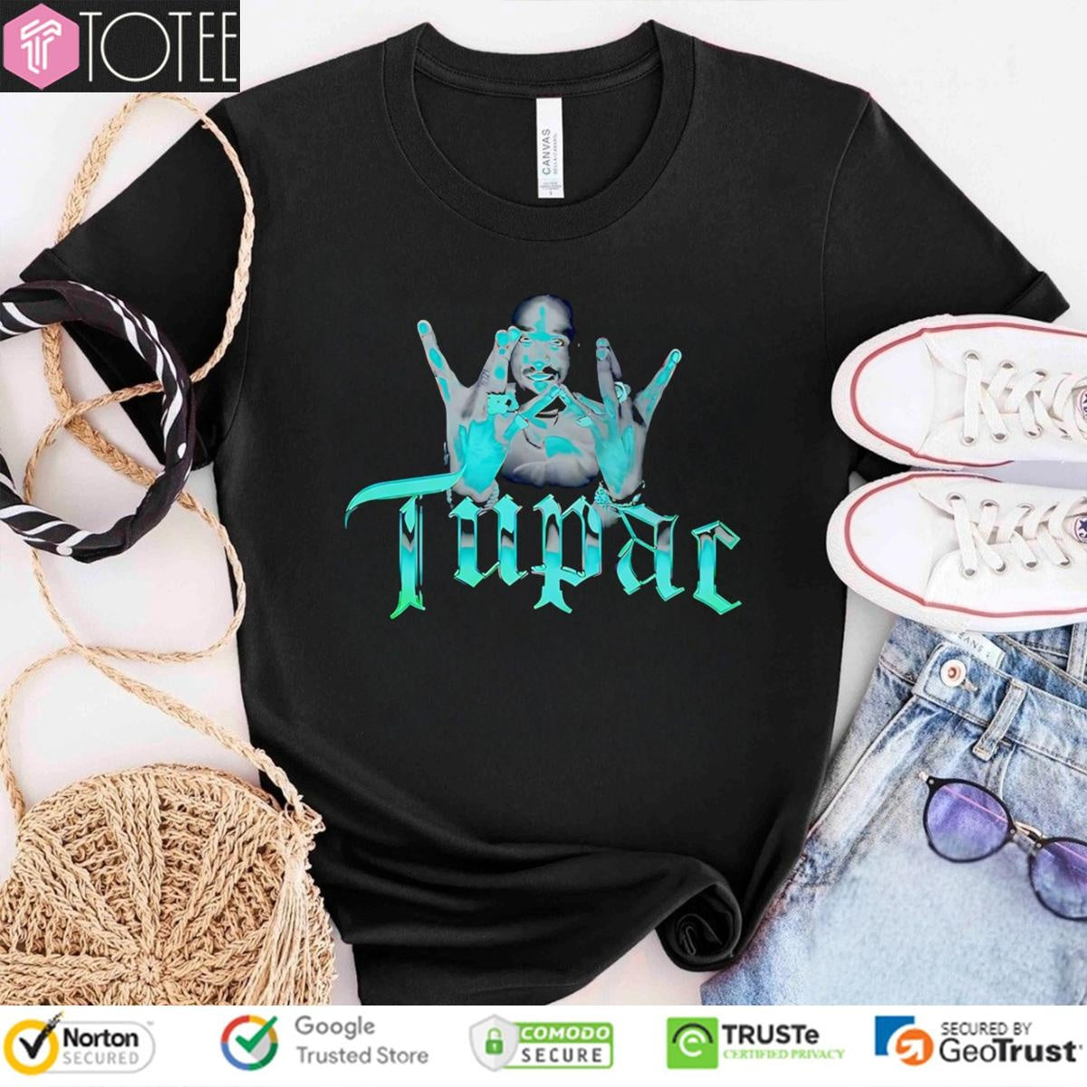 Shakur Tupac Westside West Coast Rap Hip Hop Hand Sign T-shirt