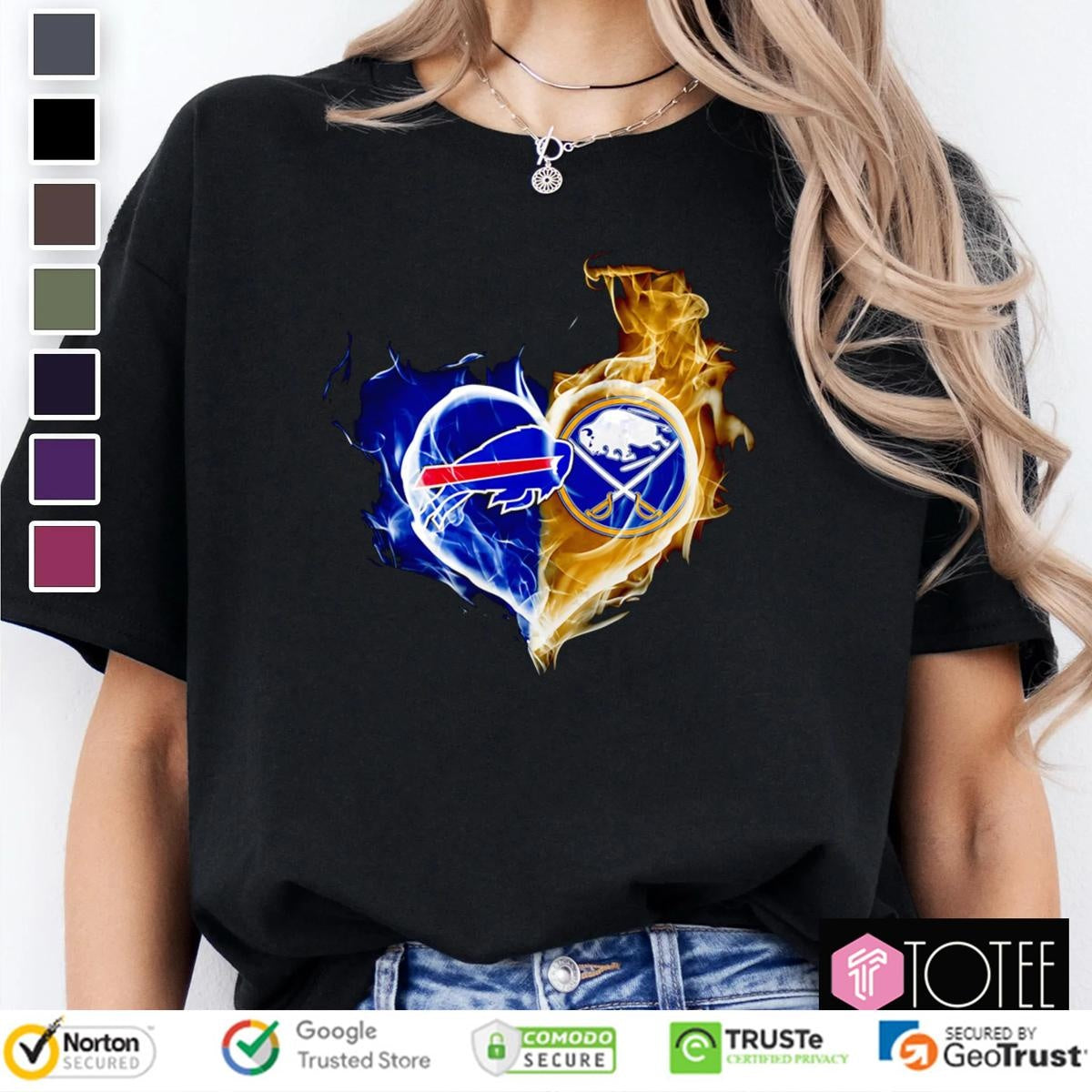 Smoke Heart Buffalo Bills Buffalo Sabres T-shirt