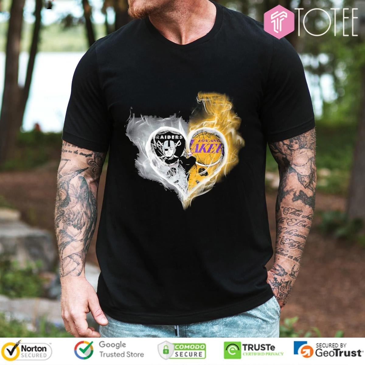 Smoke Heart Las Vegas Raiders Los Angeles Lakers T-shirt