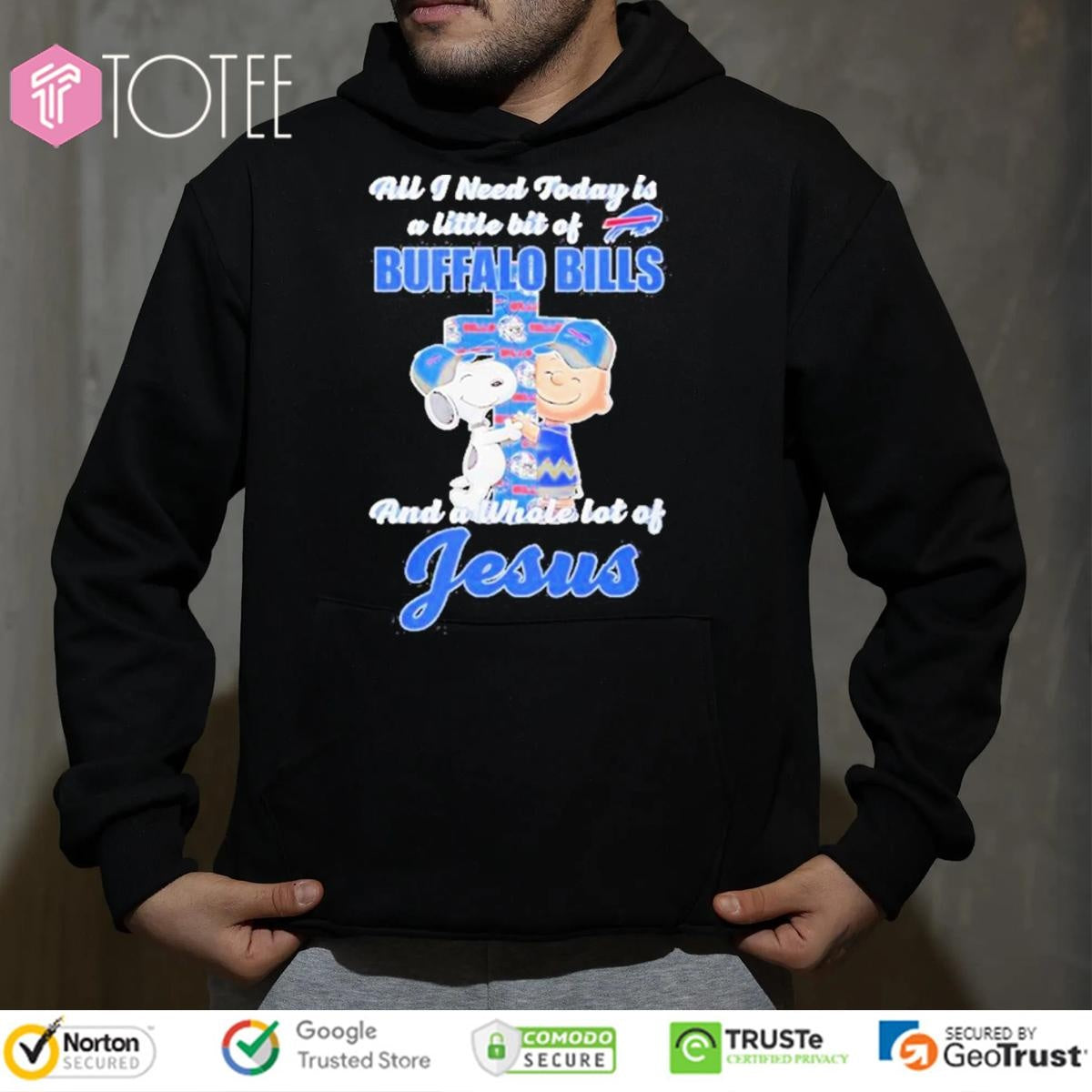 Snoopy Charlie Cross All I Need Today Is A Little Bit Of Buffalo Bills Jesus T-shirt