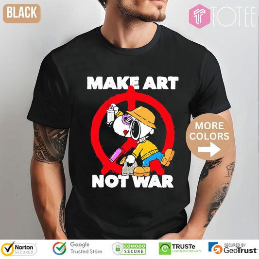 Snoopy Make Art Not War Peace Sign T-shirt