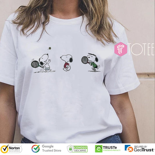 Snoopy Playing Tennis Cartoon T-shirt