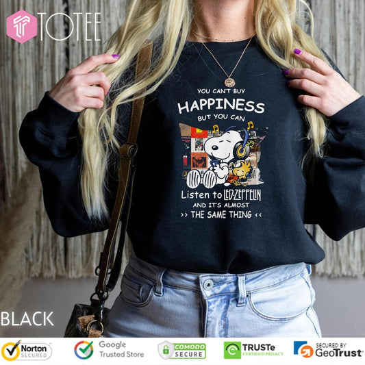 Snoopy Woodstock Happiness Listen To Led Zeppelin The Same Thing sweatshirt