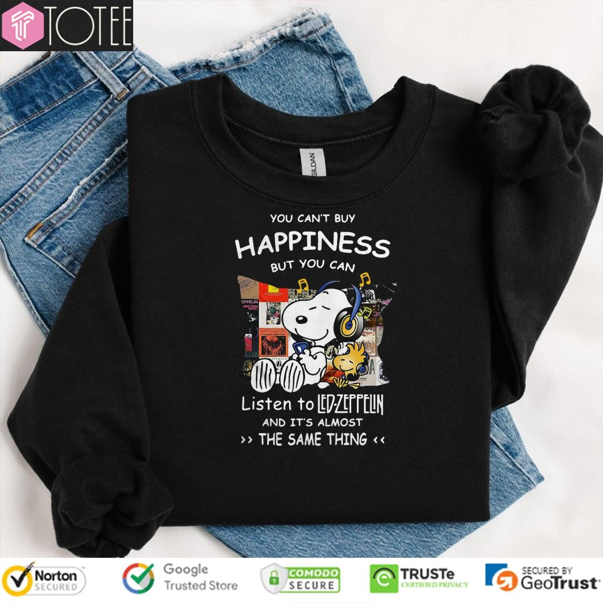 Snoopy Woodstock Happiness Listen To Led Zeppelin The Same Thing sweatshirt