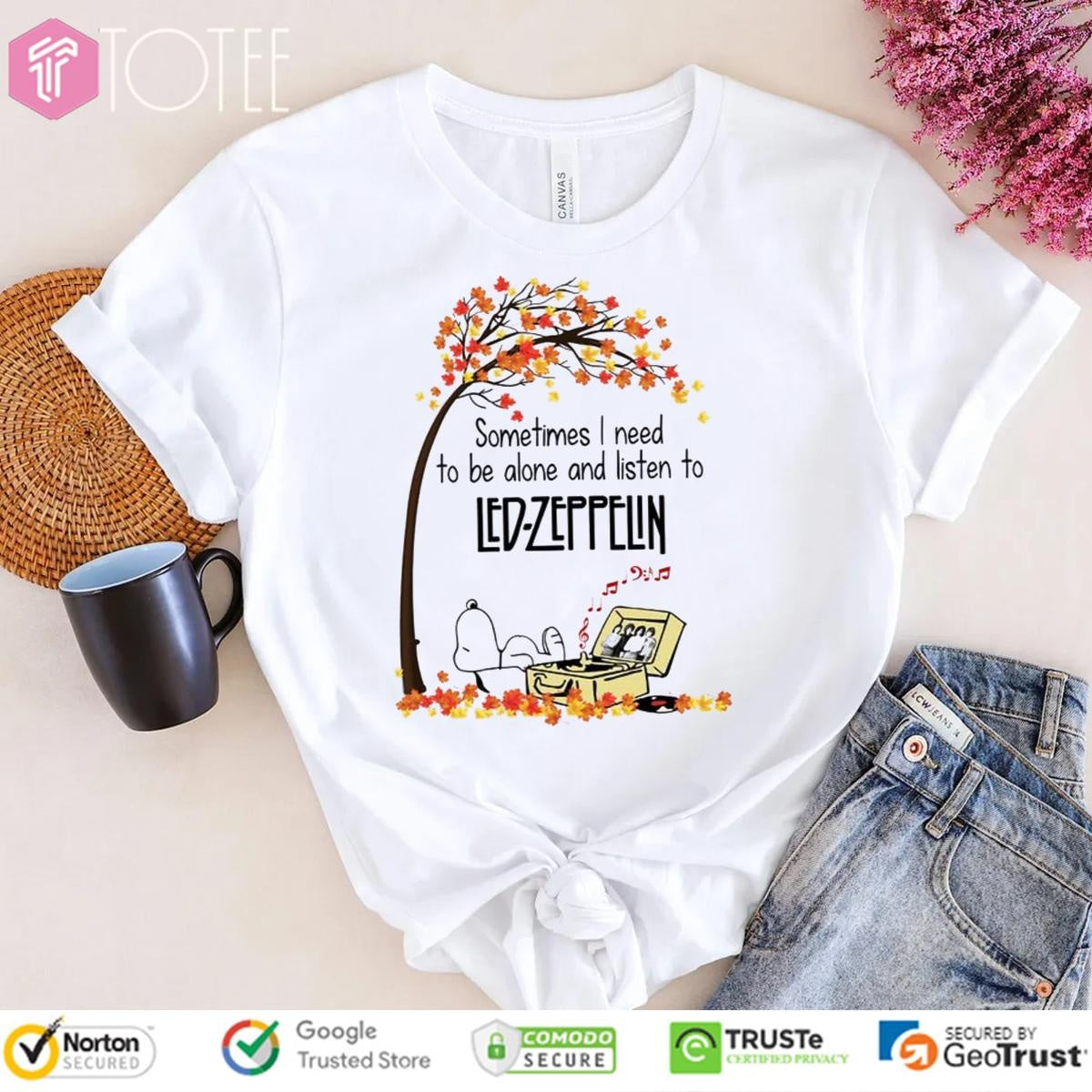 Sometimes I Need To Be Alone And Listen To Led Zeppelin Snoopy T-shirt