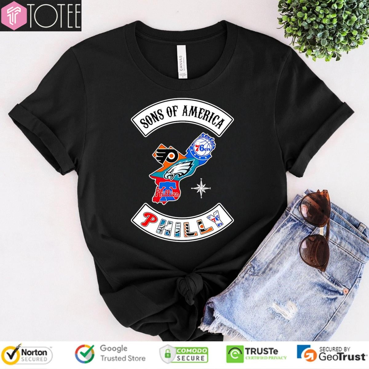 Sons Of America Philadelphia Sports Teams Parody Sons Of Anarchy Logo T-shirt