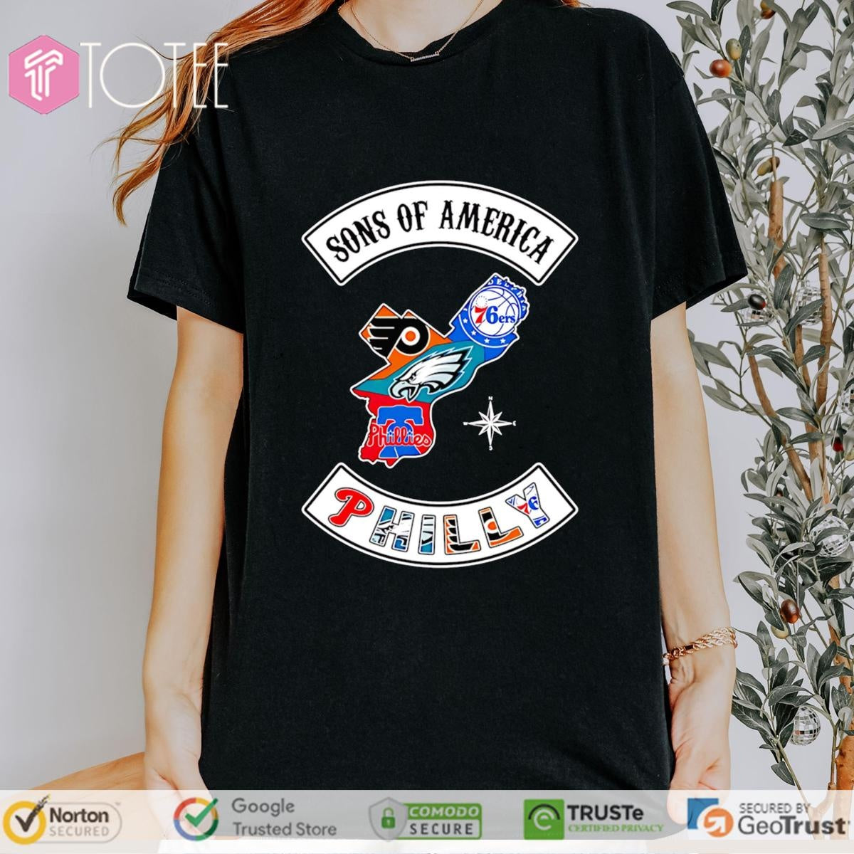 Sons Of America Philadelphia Sports Teams Parody Sons Of Anarchy Logo T-shirt