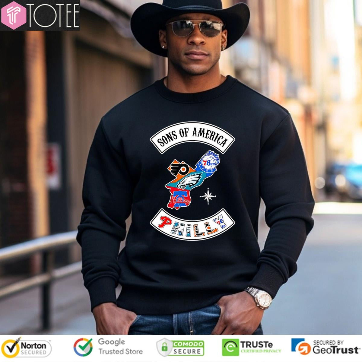 Sons Of America Philadelphia Sports Teams Parody Sons Of Anarchy Logo T-shirt