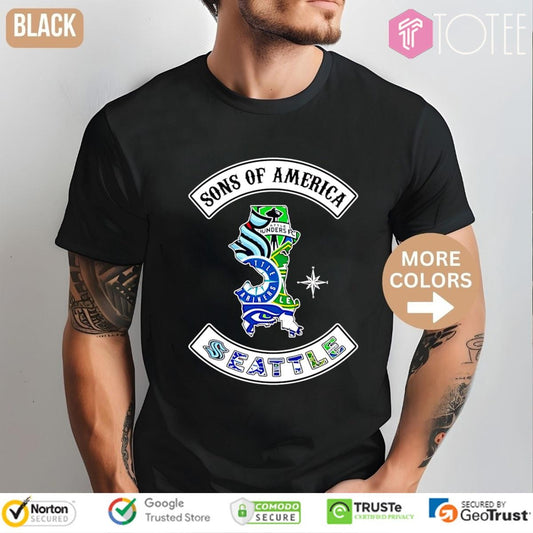 Sons Of America Seattle Sports Teams Parody Sons Of Anarchy Logo T-shirt