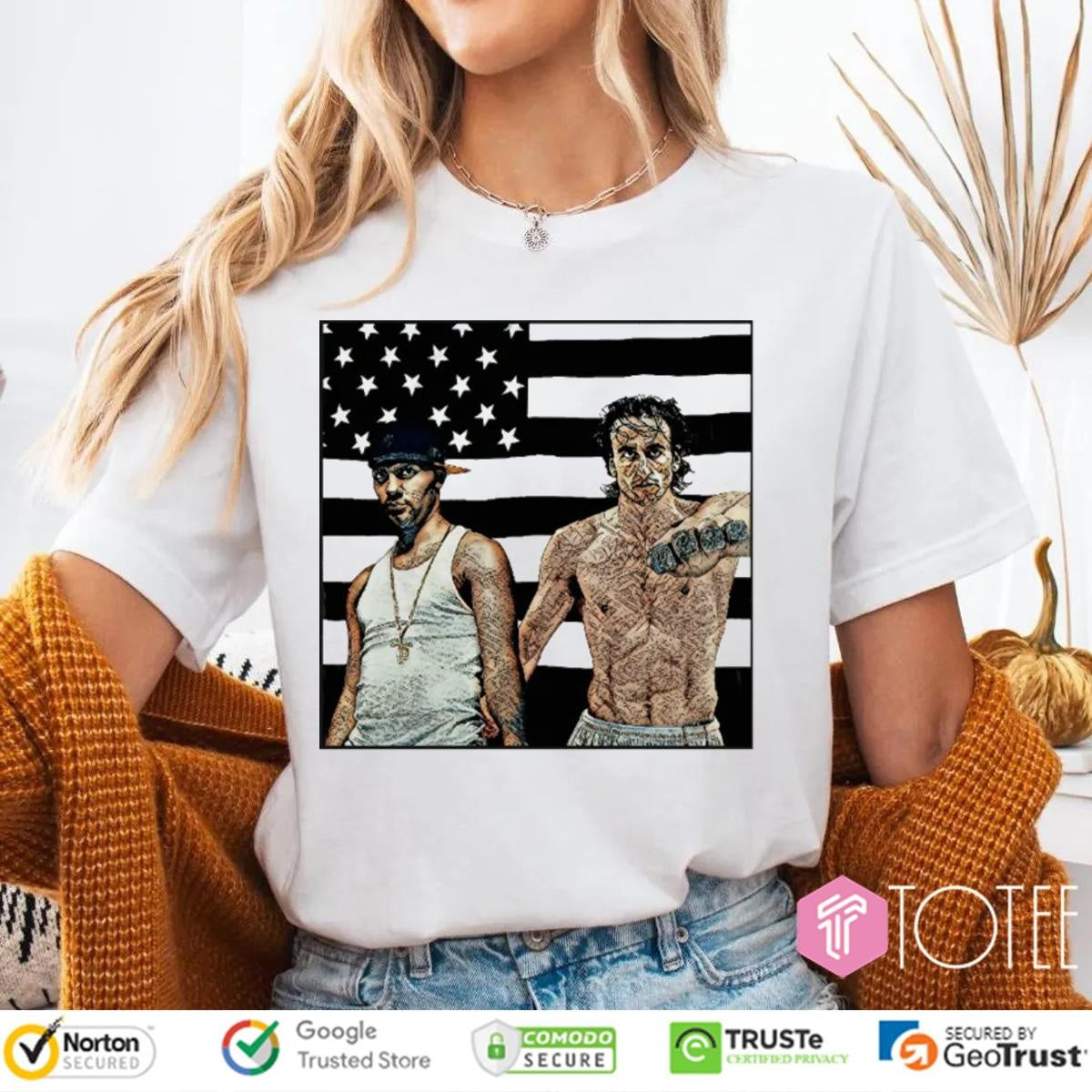 Stankantonia Nba Tattooed American Flag T-shirt