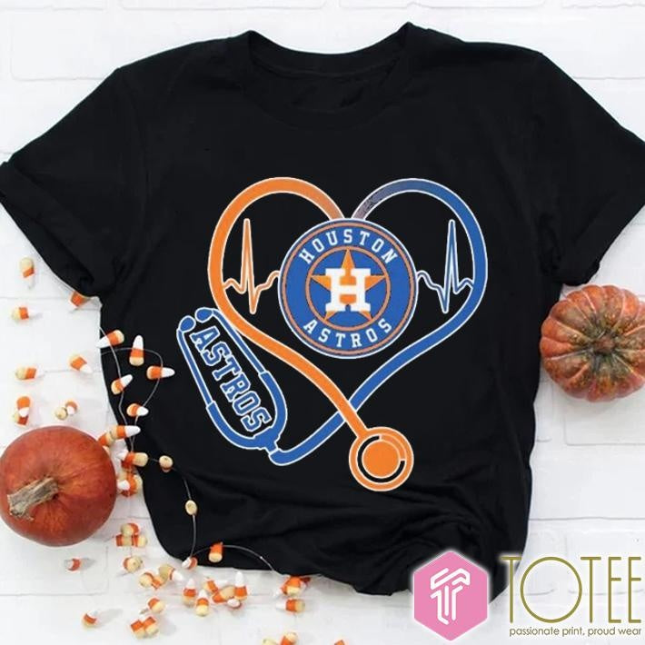 Stethoscope Heartbeat Nurse Houston Astros Baseball T-shirt