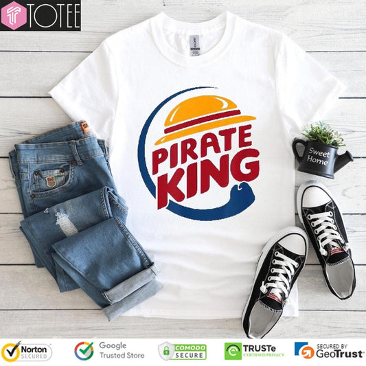 Straw Hat Pirate King Parody One Piece Burger King Logo T-shirt
