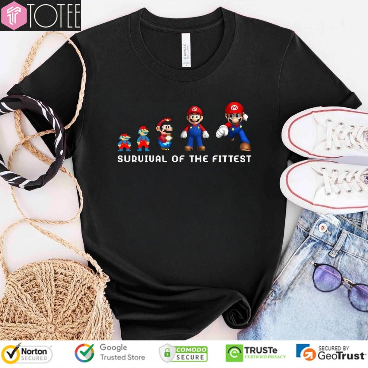Survival Of The Fittest Super Mario Evolution T-shirt