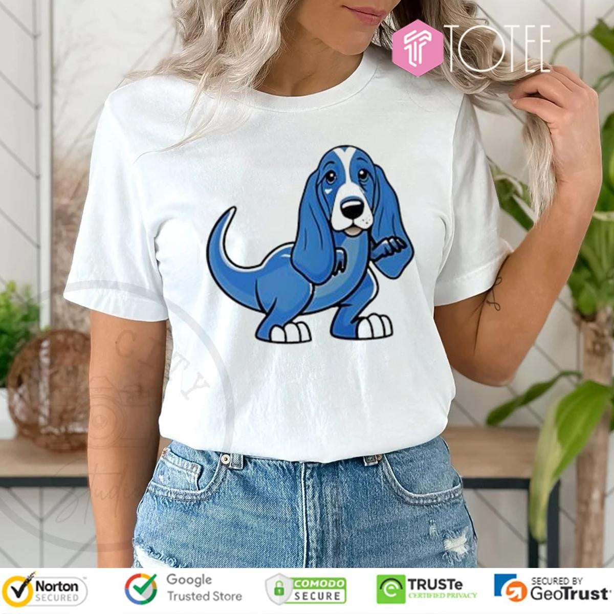 T Rex Basset Hound Dog Dinosaur T-shirt