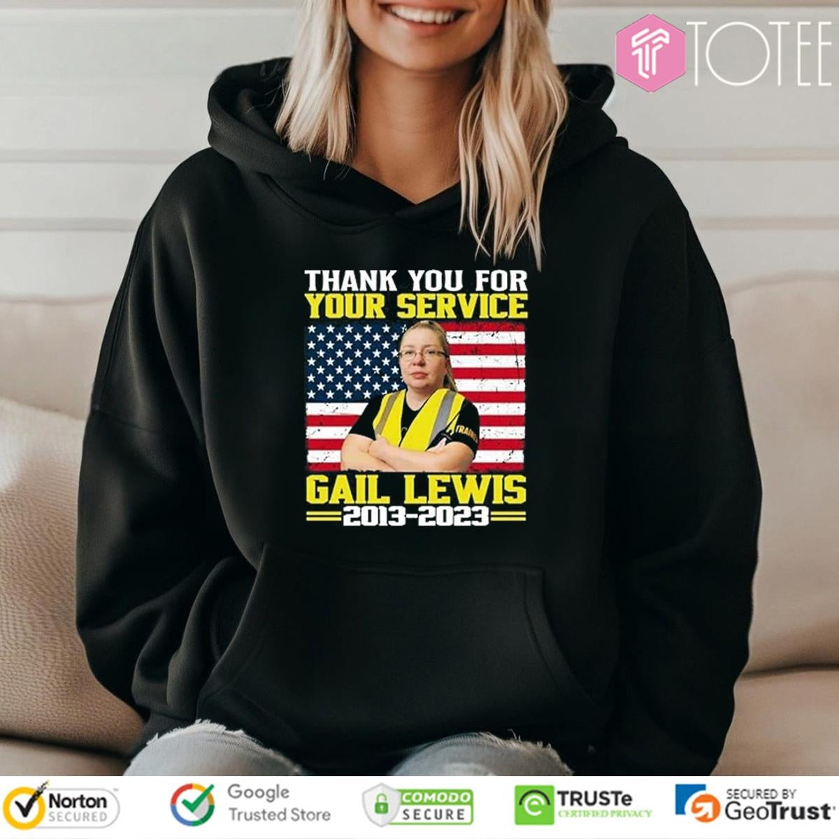 Thank You For Your Service Gail Lewis 2013-2023 American Flag T-shirt