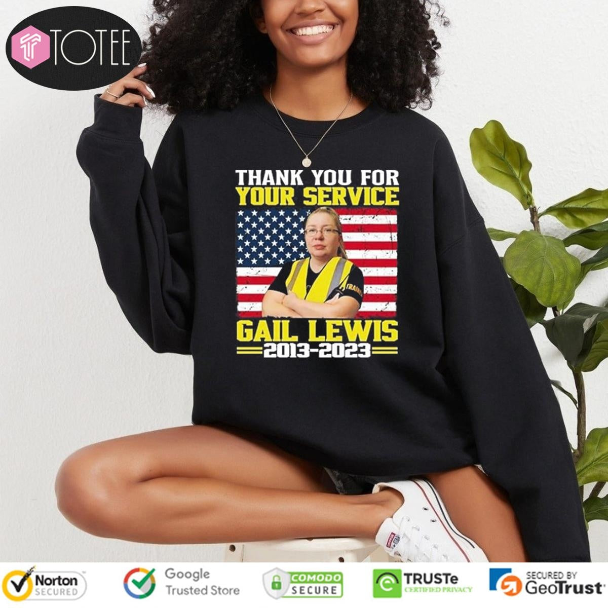 Thank You For Your Service Gail Lewis 2013-2023 American Flag T-shirt