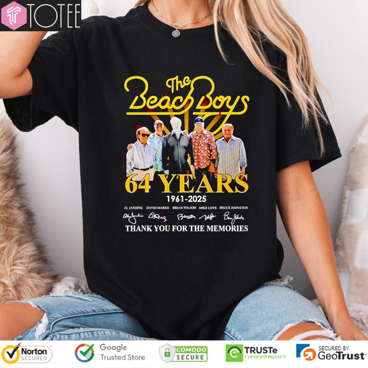 The Beach Boys 64 Years 1961-2025 Signatures Thank You T-shirt